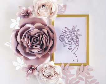 ROSE GOLD PAPER flowers - nursery wall decor, Floral Nursery, baby shower decoration