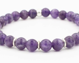 Amethyst bracelet, amethyst bead bracelet, amethyst jewelry, , gift for him, yoga jewelry, FREE SHIPPING, mothers day