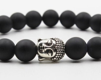 Onyx bracelet, onyx  bead bracelet, onyx gemstone bracelet, buddha bracelet, gift for him, men bracelet, onyx bracelet, FREE SHIPPING
