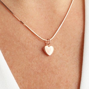 Rose Gold Necklace, Rose Gold Chain, Rose gold heart, Rose Gold Snake Chain, rose gold jewelry, rose gold chain necklace, gift for her