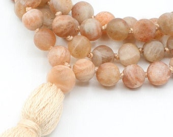 Sunstone Mala Necklace, 108 Mala Bead, sunstone gemstone, beaded necklace, Meditation Mala, Gift For Her, Birthstone Necklace, gift for mom