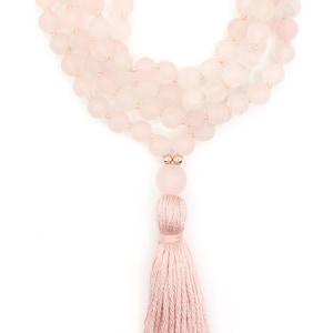 Rose Quartz Mala Necklace - LOVE - Hand Knotted 108 Mala Bead, Rose Quartz Necklace, Boho Mala, 108 Bead Mala, Meditation Mala, Gift for Her