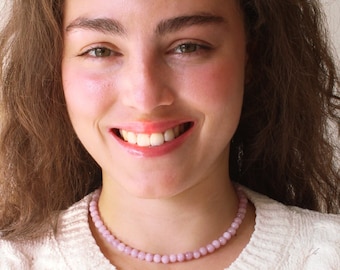 Kunzite Necklace - TRUST - Kunzite Choker, Gemstone Choker, Gemstone Bead Necklace, Kunzite Bead Necklace, , gift for her