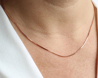 Rose Gold Snake Chain, Rose Gold Snake Chain Necklace, Rose Gold Snake Necklace, dainty rose gold chain necklace, rose gold, gift for her