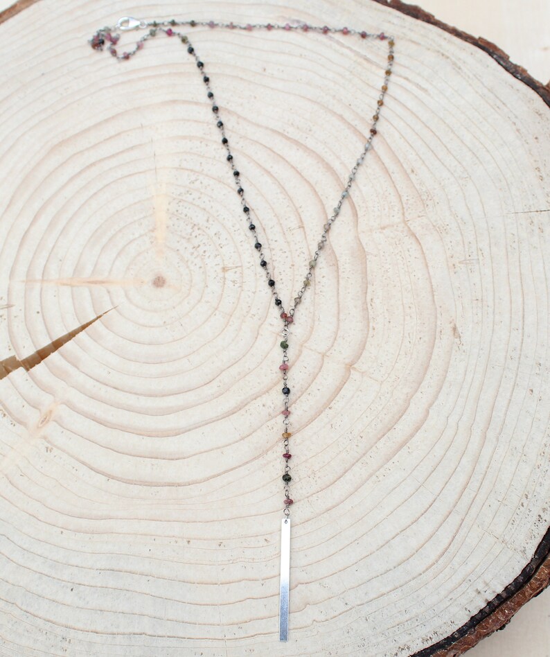 Lariat Tourmaline Necklace Dainty Mala Necklaces Mala Necklace
