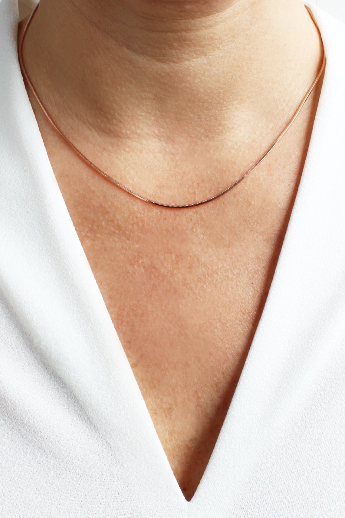 Rose Gold Snake Chain Rose Gold Snake Chain Necklace Rose Etsy