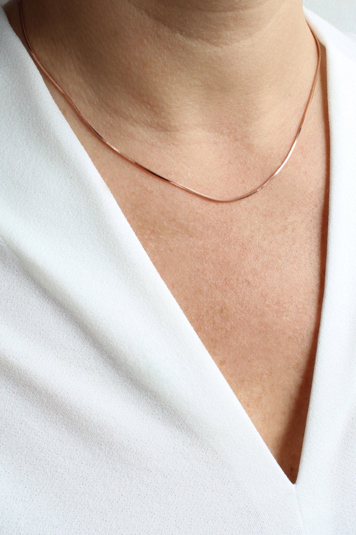 Rose Gold Snake Chain Rose Gold Snake Chain Necklace Rose Etsy