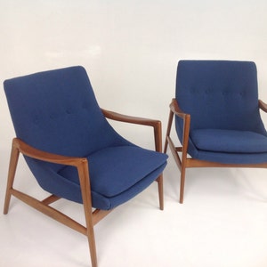 Pair of Mid century modern lounge chairs in the style of Ib Kofod-Larsen Lounge Chairs image 3