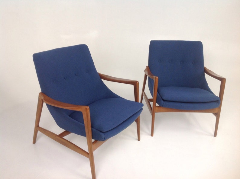 Pair of Mid century modern lounge chairs in the style of Ib Kofod-Larsen Lounge Chairs image 3