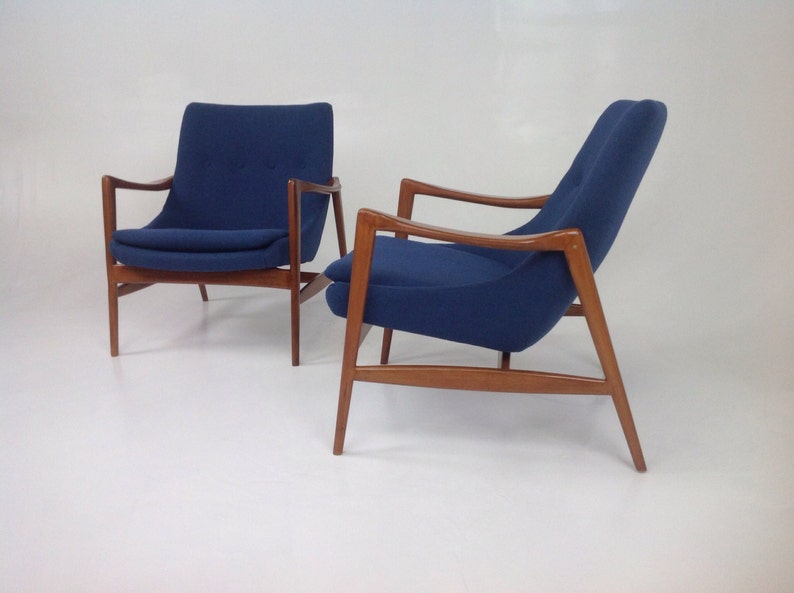 Pair of Mid century modern lounge chairs in the style of Ib Kofod-Larsen Lounge Chairs image 5