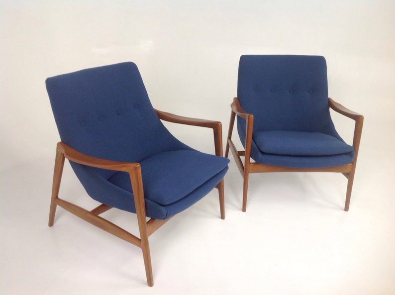 Pair of Mid century modern lounge chairs in the style of Ib Kofod-Larsen Lounge Chairs image 4