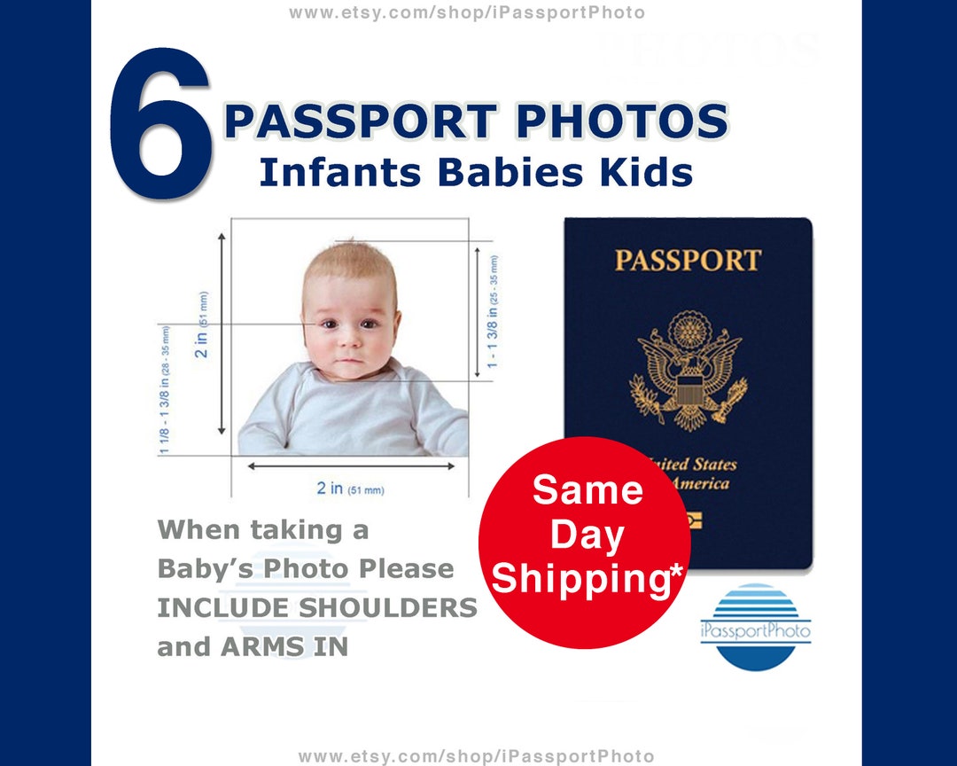 US Baby Passport Photos, Infants, Kids, 2x2 Inch Precut Passport Photos