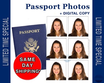 US Passport Photos 2x2 inch Prints, Pre-Cut Passport Photos, VISA Photos, Citizenship Photos, Immigration Photos, School Prints, 51 x 51 mm