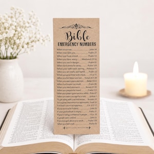 Bible Emergency Numbers Bookmark Set, Scripture Reference Guide, Christian Gift, Church Ministry Handout, High-Quality Cardstock
