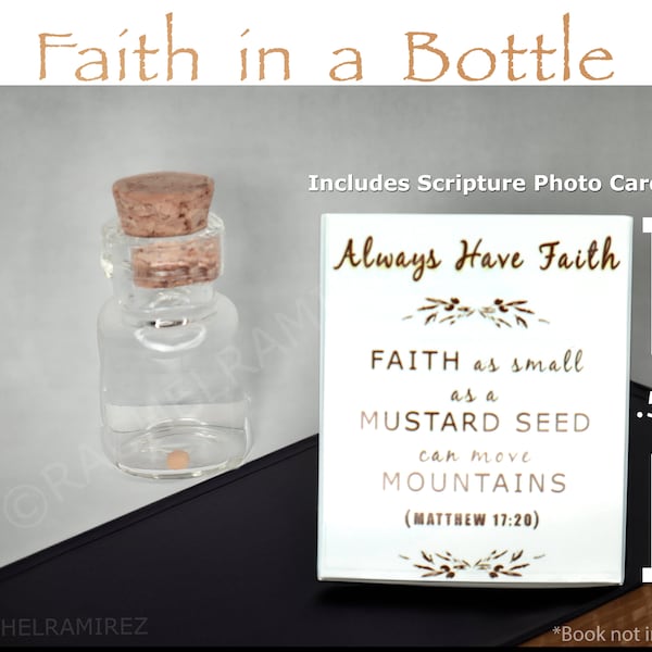 Mustard seed charms Tiny Faith Glass Bottle, Mini Gift for Self, a Loved One, Church, Baptism, Inspirational Christian jewelry, Blessed Gift