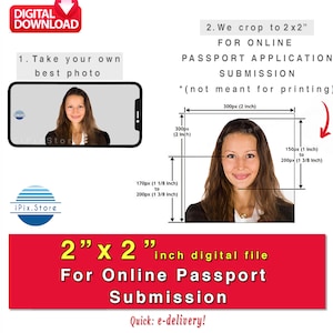 Digitale pasfoto 2x2" inch bestand (51x51mm), voor indiening van online paspoortaanvraag, Amerikaanse online pasfoto, bestand NIET voor afdrukken