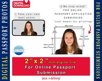 Digitale pasfoto 2x2" inch bestand (51x51mm), voor indiening van online paspoortaanvraag, Amerikaanse online pasfoto, bestand NIET voor afdrukken