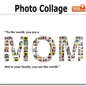 Aangepaste fotocollage Moederdag: gepersonaliseerd moedercadeau (digitale download)