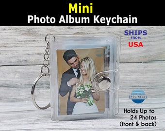 Mini Photo Album Keychain: Personalized Glossy Prints, Holds 24 Photos