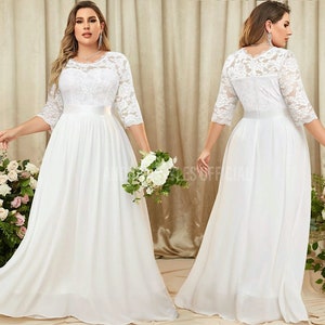 S-5XL Romantic A-Line Floral Lace Wedding Dress | Plus Size Wedding Dress for Curvy Brides | Elegant A-Line Bridal Gown All Sizes