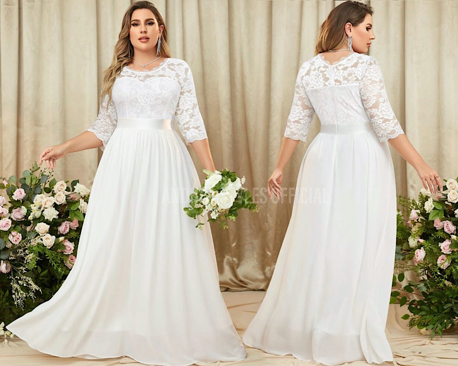 plus size white dress with sleeves