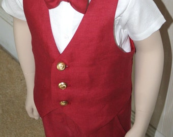 Baby Irish Tweed Linen- Pants, vest  and bowtie
