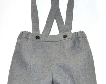 Heavyweigtht linen -  Shorts w/attached suspenders, and a  bow tie.
