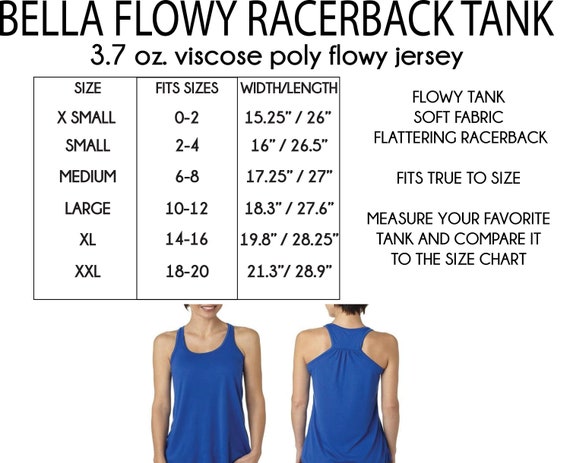 Bella Flowy Tank Size Chart