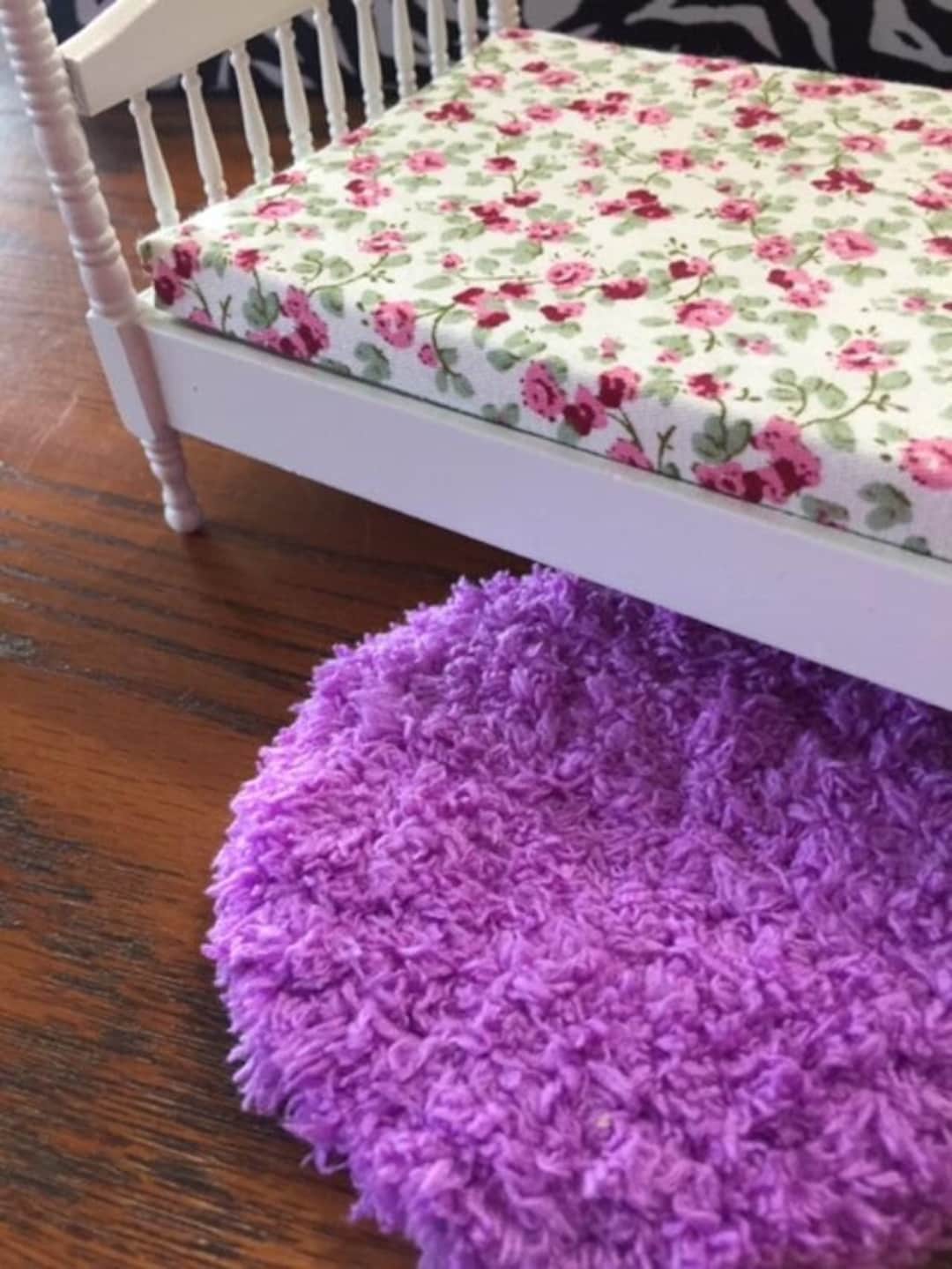 Dollhouse Rug Miniature Lilac Round Fuzzy Crochet Mug Rug - Etsy