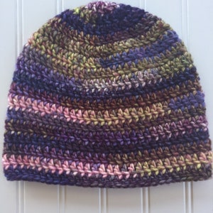 Unisex Small Adult size Warm Wool Blend Crochet Beanie  Crochet Hat