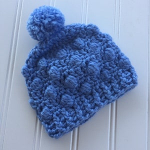 Preemie Crochet Slate Blue Beanie, Winter Hat