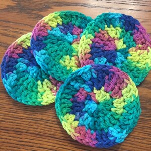 Set of 4 Cotton Face Scrubbies, Reusable make up remover pads