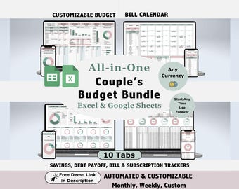 Couples Budget Spreadsheet Excel Template Family Budget Planner Google Sheets Expense Tracker Budgeting Spreadsheet Personal Finance Bundle