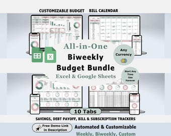 Biweekly Budget by Paycheck Template Excel Budget Spreadsheet Google Sheets Budget Planner Weekly Budgeting Expense Tracker Finance Bundle