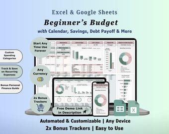 Planilha de orçamento simples, planejador de orçamento de salário, modelo do Google Sheets e Excel, planilha de orçamento, controle de assinaturas, finanças pessoais.