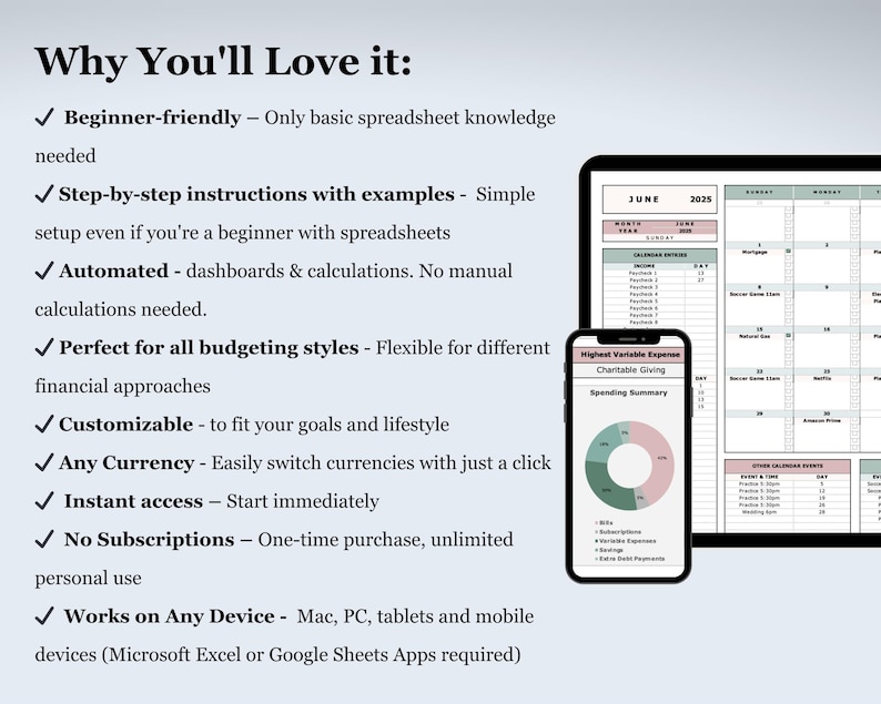 Family Budget Planner for Google Sheets & Excel Monthly, Weekly Household Budgeting Spreadsheet Financial Planner for personal finance