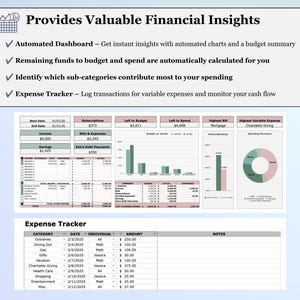 Plantilla de Excel para presupuesto de parejas, planificador de presupuesto familiar, hoja de cálculo de Google Sheets para seguimiento de gastos, plantilla de presupuesto mensual, planificador financiero imagen 5