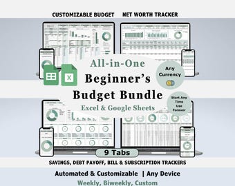 Simple Budget Spreadsheet Bundle Excel Template Google Sheets Budget Planner Monthly Expense Tracker Budgeting Spreadsheet Financial Planner