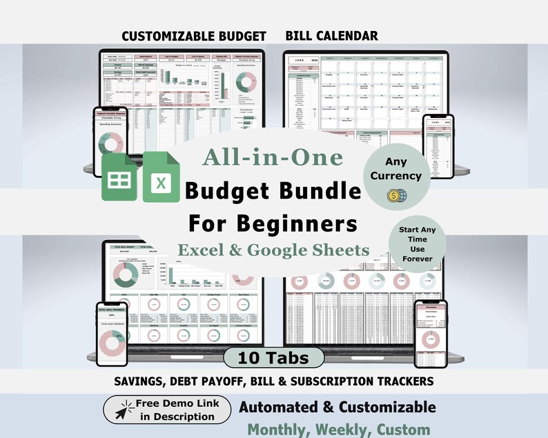 Simple Budget Spreadsheet Bundle Excel Budget Template Google Sheets ...