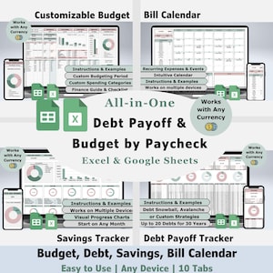 Gehaltscheck Budgetplaner Verschuldung Tabelle Excel Vorlage Google Sheets Verschuldung Payoff Tracker Loan Tilgung Taschenrechner Persönliche Financen Bundle