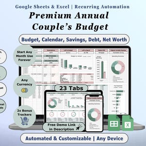 Couples Budget Spreadsheet Family Budget Planner Excel Template Google Sheets Expense Tracker Monthly Budgeting Template Financial Planner