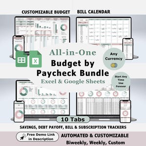 Budget by Paycheck Planner Excel & Google Sheets Financial Tracker Digital Tool for Weekly, Biweekly Budgeting Spreadsheet Template