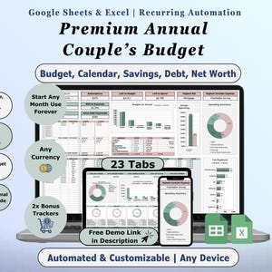 Couples Budget Spreadsheet Family Budget Planner Excel Template Google Sheets Expense Tracker Monthly Budgeting Template Financial Planner