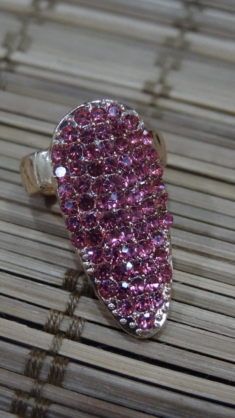 Nonadjustable Rings With Rhinestones Set of 5 Rings Cosplay Etsy