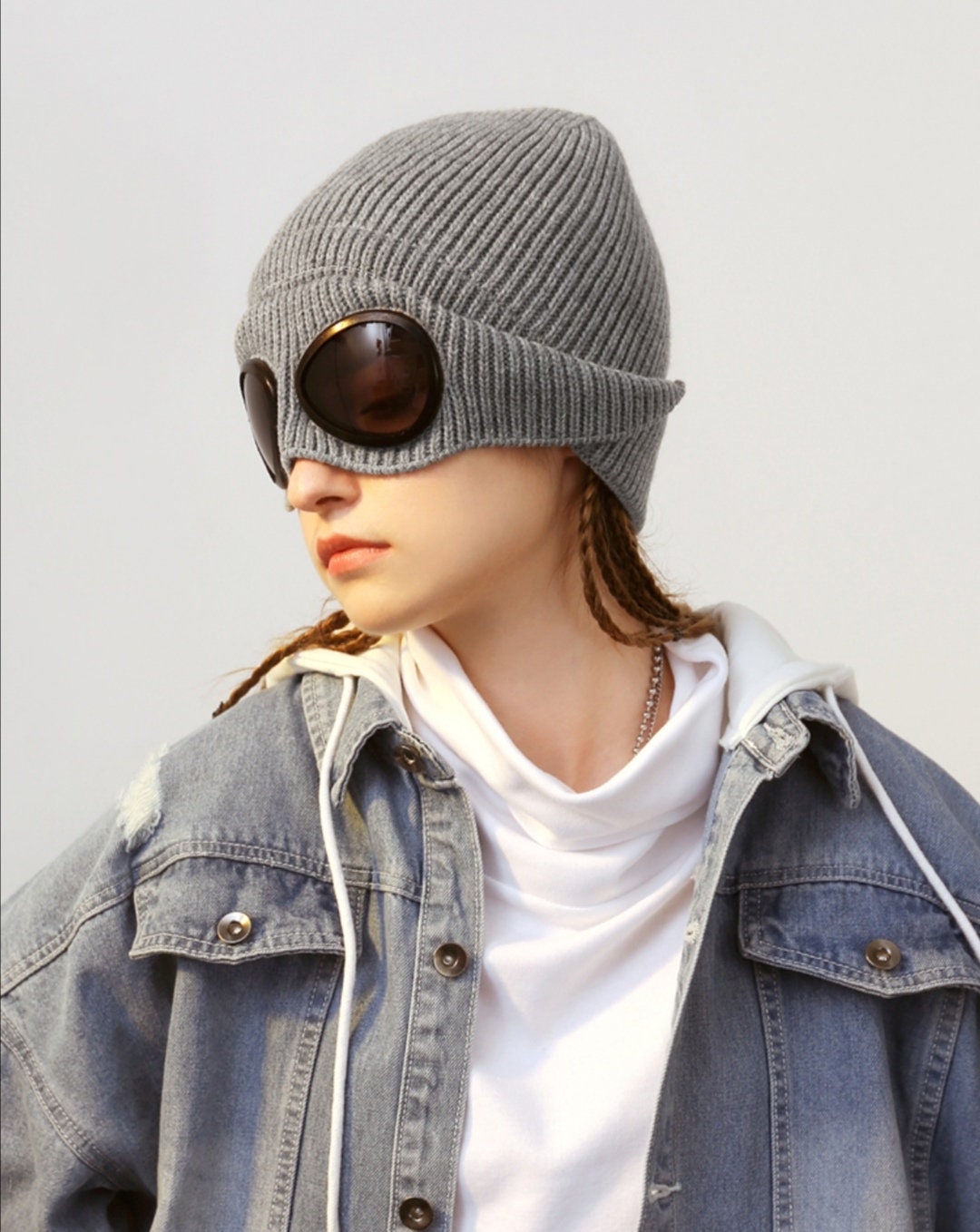 220101 Beanie With Goggles Beanie With Sun Visors Steampunk Cap
