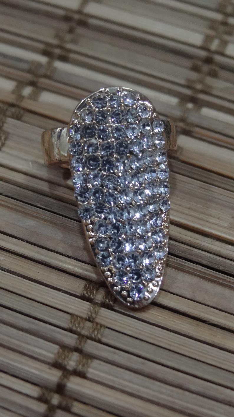 Nonadjustable Rings With Rhinestones Set of 5 Rings Cosplay Etsy