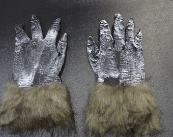 2001-09 - A Pair of Latex Werewolf Claws With Faux Fur - Latex Wolves Claws - Monster Claws - Werewolf Gloves - Monster Gloves FREE SHIPPING