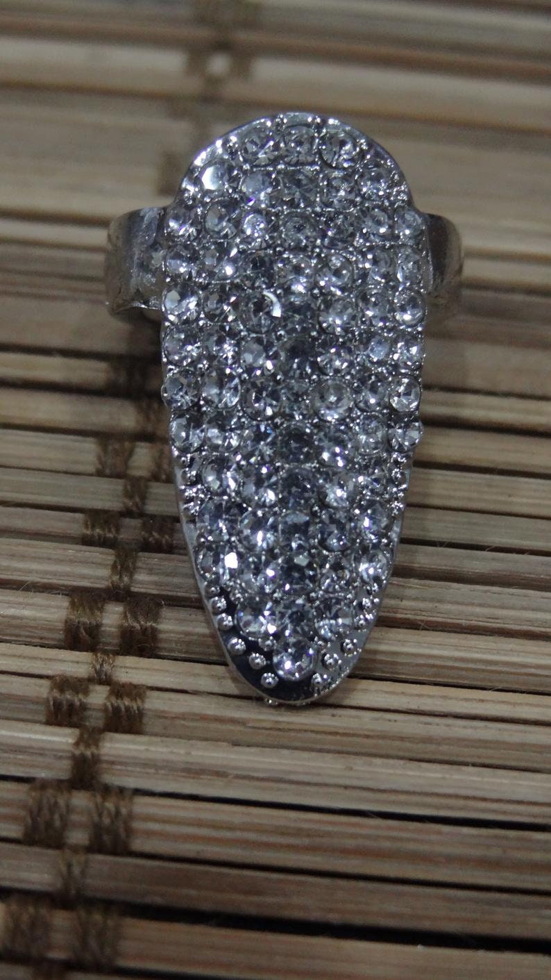 Nonadjustable Rings With Rhinestones Set of 5 Rings Cosplay Etsy