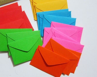 Miniature envelopes (50) 1" x 1-1/2" very TINY color envelopes, SMALL mini envies, super cute, elf tooth fairy, confetti, junk journaling