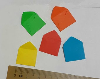 Dollhouse Miniature (1:12 scale) bright color envelopes, Very Small Tiny mail for dollhouse accessories, scrapbook, elf fairy, scrapbook
